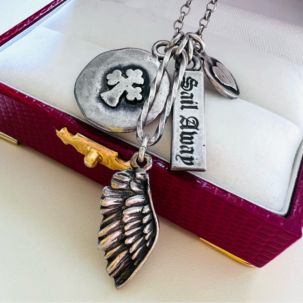 Marvelous RARE Retired Bloodline Design Charm Necklace .925 Sterling Silver - Picture 2 of 14